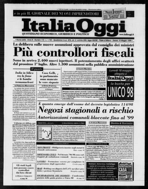 Italia oggi : quotidiano di economia finanza e politica